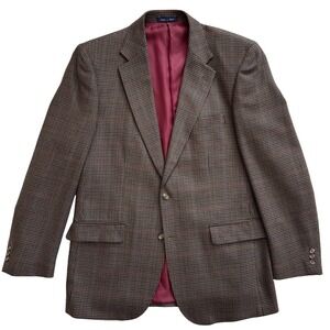 houndstooth Alan Flusser lambswool soft tweed blazer jacket sport suit coat 44 L